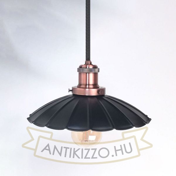 antik-fuggesztek-lampa-matt-fekete-antik-vorosrez-szin-hullamos-buraval