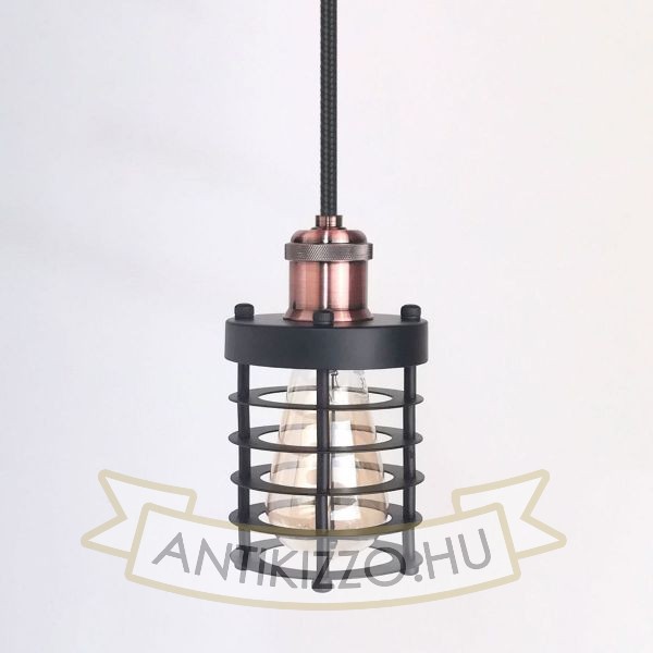 antik-fuggesztek-lampa-matt-fekete-antik-vorosrez-szin-henger-alaku-raccsal
