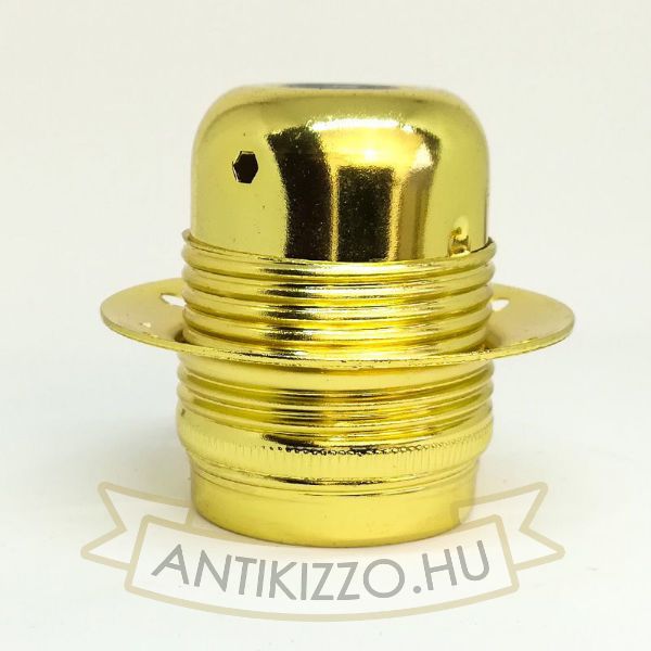 Kép Fém foglalat külső menetes 1db buratartó gyűrűvel fényes arany szín