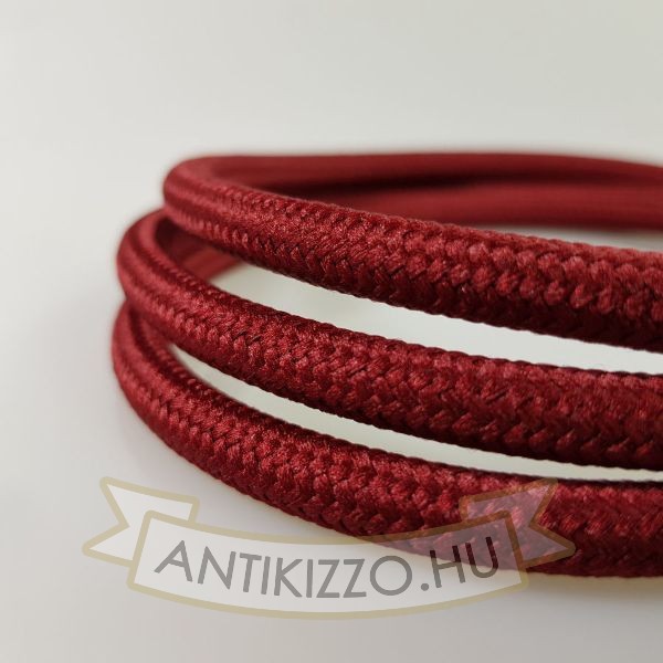 Bordó textil bevonatú vezeték 3x0,75