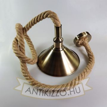 Kötél föggeszték antik bronz foglalattal és búrával - 1,5m