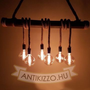 Bambusz -kötél függeszték lámpa 6xE27 foglalattal