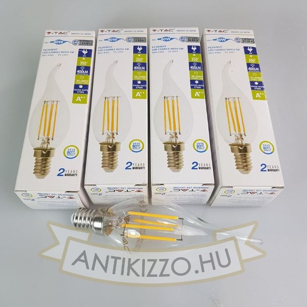 LED filament dekor izzó - C35 - 4 watt - E14 - 4db