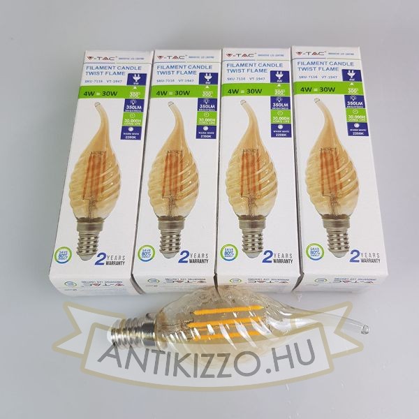 LED filament dekor izzó - C35 - 4 watt - E14 - 4db