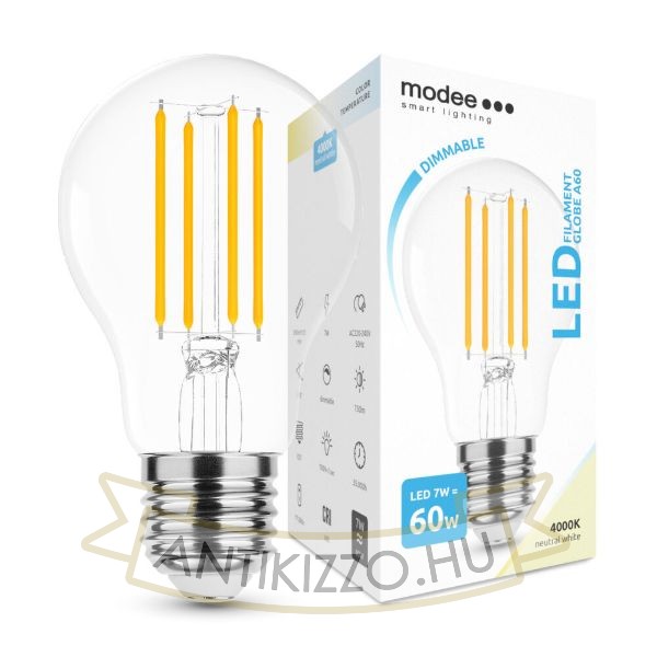 Modee Smart Lighting LED Filament Globe A60 7W E27 360° 4000K (750 lumen) dimm.