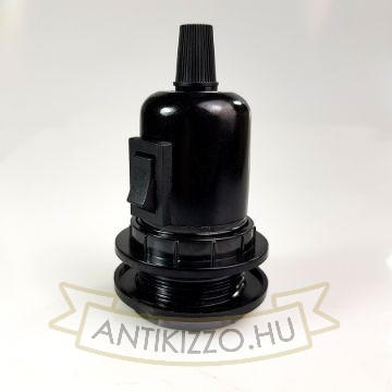 E27-es bakelit foglalat beépített kapcsolóval + 2 búratartó gyűrűvel