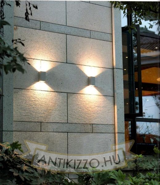 DIXIE 10x16 fali lámpa ezüstszürke  230V LED 2x5W 92° IP54  3000K