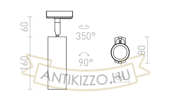 Kép MAVRO DIMM háromfázisú áramkörös sínre fehér  230V LED 12W 38°  3000K