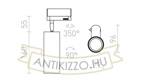 Kép MAVRO egyfázisú áramkörös sínre fekete/aranysárga  230V LED 12W 38°  3000K