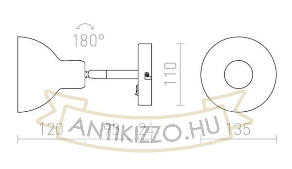 Kép BAROQUE fali lámpa fekete króm 230V LED E27 11W