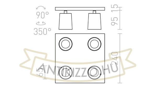 Kép KENNY IV mennyezeti lámpa fekete/aranysárga  230V LED GU10 4x8W
