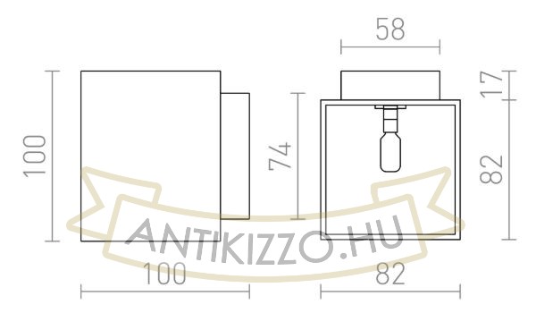 Kép TRIP SQ fali lámpa matt fekete/aranysárga  230V LED G9 5W