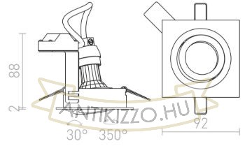 Kép PASADENA GU10 SQ I süllyesztett lámpa fekete  230V LED GU10 7W