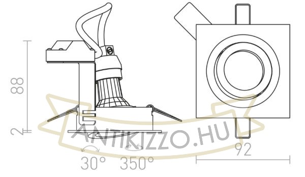 Kép PASADENA GU10 SQ I süllyesztett lámpa fekete  230V LED GU10 7W