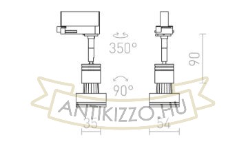 Kép PURINA háromfázisú áramkörös sínre ezüstszürke  230V LED GU10 8W
