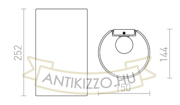 Kép RON W 15/25 fali lámpa  Polycotton fekete/réz fólia 230V LED E27 15W