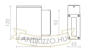 Kép DIXIE 4x12 fali lámpa fekete 230V/700mA LED 2x3W 48° IP54 3000K