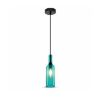 Borosüveg függeszték lámpa, textil vezetékkel - kék - E14