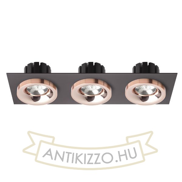 SHARM SQ III süllyesztett lámpa fekete réz/réz 230V LED 3x10W 24°  3000K
