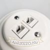 Porcelán hálózati dupla aljzat, rj45, falba süllyesztett