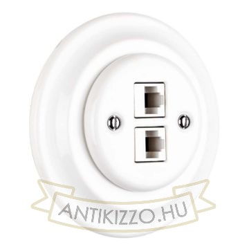 Porcelán hálózati dupla aljzat, rj45, falba süllyesztett