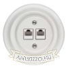 Porcelán hálózati dupla aljzat, rj45, falba süllyesztett