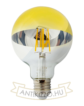 LED filament dekor izzó - tükrös arany - G95 - 8W - 4200K