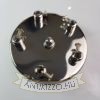 Króm plafontárcsa mennyezetirózsa 2-5 kivezetéssel 100mm, oldal rögzítős fém kábelrögzítővel
