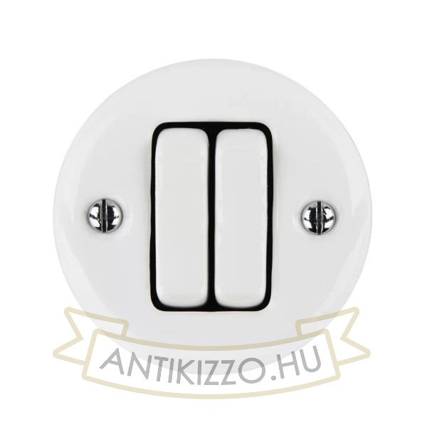Porceláncsillárkapcsoló, falonkívüli, fehér, alternatív, 106+6