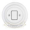 Porcelán Egyes billenő kapcsoló, kerek, fehér, kétpólusú, 102 + keret