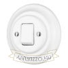 Porcelán Egyes billenő kapcsoló, kerek, fehér, kétpólusú, 102 + keret