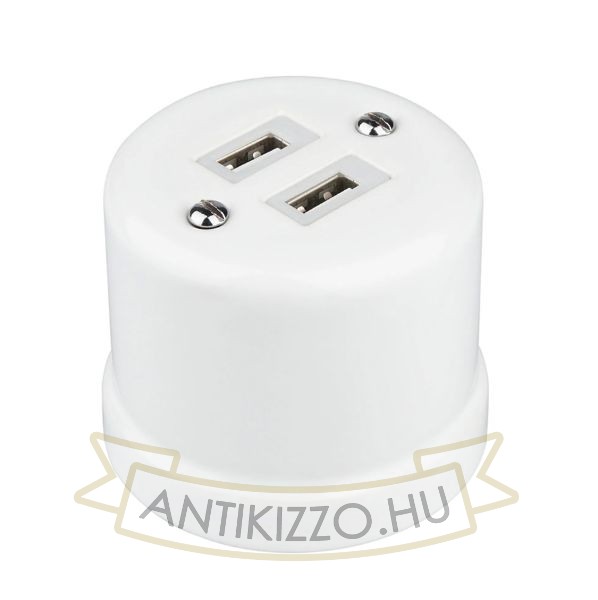 Porcelán USB csatlakozó falonkívüli, fehér