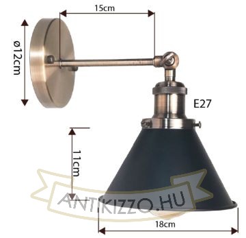 Antik fali lámpa antik bronz szín kis búrával