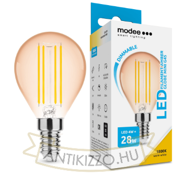 LED Filament Amber Globe Mini G45 4W E14 320° 1800K (300 lumen) dimm.