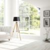 ALVIS/RIDICK állólámpa csillogó fekete arany fólia/bambusz/fekete 230V LED E27 15W