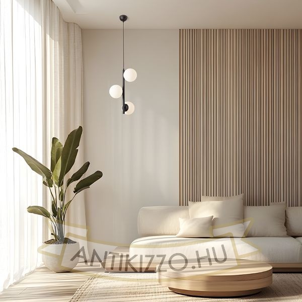 ETHERIA függő lámpa fekete opál üveg 230V LED E27 3x11W
