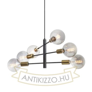 ARTEMIA 6 függő lámpa fekete szálcsiszolt sárgaréz 230V LED E27 6x15W