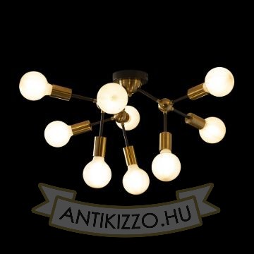 ARTEMIA 9 mennyezeti lámpa fekete szálcsiszolt sárgaréz 230V LED E27 9x15W