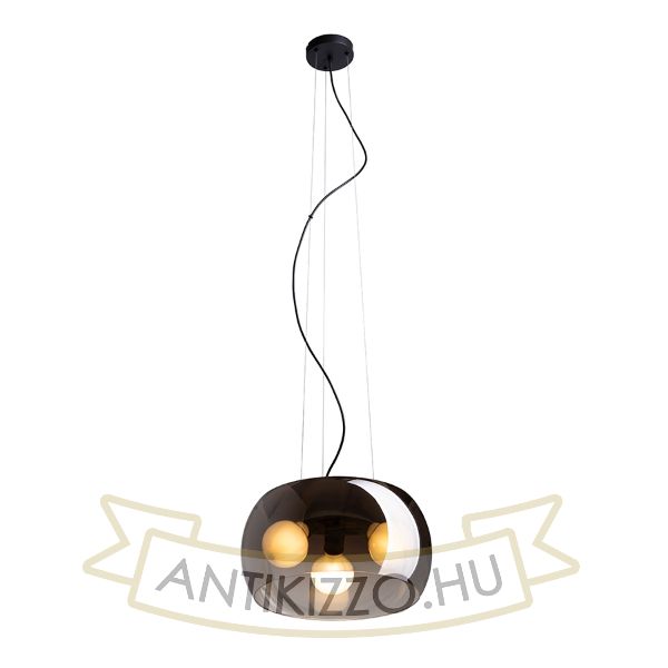 AMANDA függő lámpa matt fekete füstös üveg 230V LED E27 3x15W