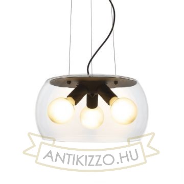 AMANDA függő lámpa matt fekete tiszta üveg 230V LED E27 3x15W
