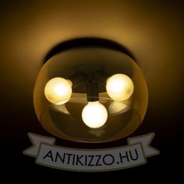 AMANDA mennyezeti lámpa matt fekete borostyánsárga üveg 230V LED E27 3x15W