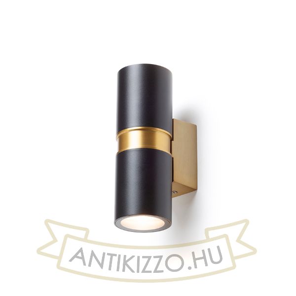 MANO fali lámpa fekete/szálcsiszolt sárgaréz 230V LED GU10 2x8W IP54