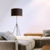 LUTON/RON 55 állólámpa  Polycotton fekete/fekete/fém 230V LED E27 15W
