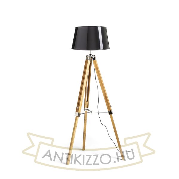 ALVIS/RIDICK állólámpa csillogó fekete arany fólia/bambusz/króm 230V LED E27 15W