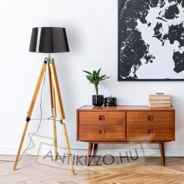 ALVIS/RIDICK állólámpa csillogó fekete arany fólia/bambusz/króm 230V LED E27 15W