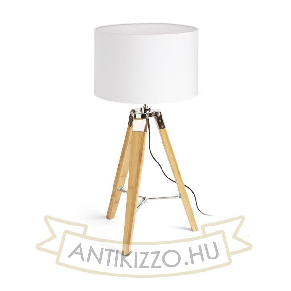 ALVIS/RON 40 asztali lámpa  Polycotton fehér/bambusz 230V LED E27 15W