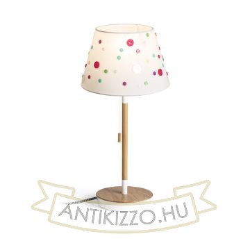 KEITH/DELISA asztali lámpa USB-vel fehér gombok/bükk 230V LED E27 11W