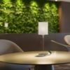 KEITH/RON 15/20 asztali lámpa USB-vel  Polycotton fehér/bükk 230V LED E27 15W
