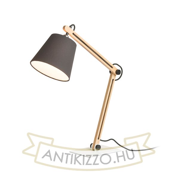NIZZA asztali lámpa Polycotton fekete/fa 230V LED E14 7W