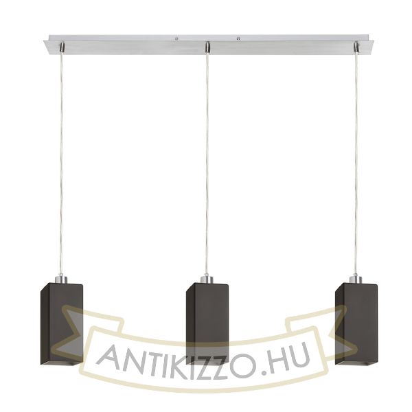 LIZ III 80 függő lámpa fekete üveg/króm 230V LED E27 3x15W